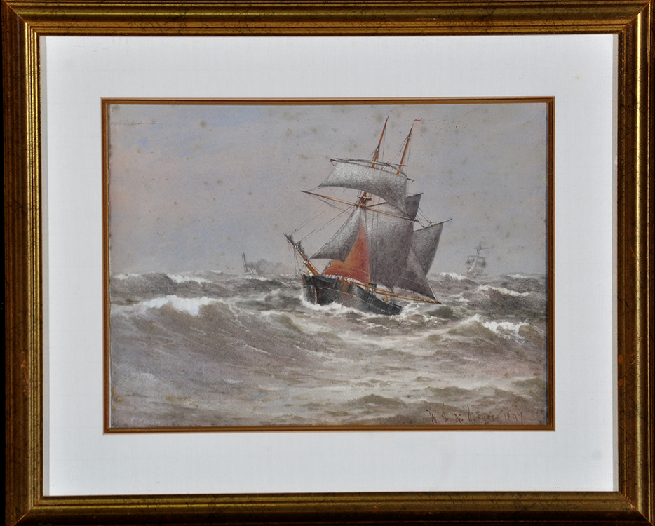 William Thomas Nichols Boyce (1857-1911) A brigantine and other ships in a choppy swell,