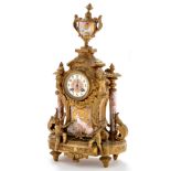 A late 19th Century Louis XVI style giltmetal mantel clock, the 3in.