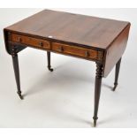 A Regency rosewood sofa table, with inlaid brass stringing and floral motifs,