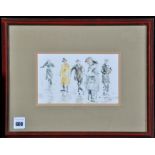 Jonathan Trowell - "Earnest Discussion" - a team of beaters, signed, watercolour, 11.