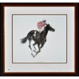 After Jonathan Trowell - "Geranium with Lilac Cap" - portrait of a racehorse, signed in pencil,