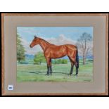 Elizabeth Mary and Dorothy Margaret Alderson - a portrait of the bay racehorse Green Label,