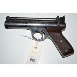 Webley "Senior" .22 calibre air pistol, serial no. S9515, bakelite chequered grips.