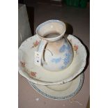 A Victorian water jug and non matching bowl; together with a meat plate.
