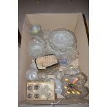 A box of miscellaneous glass, to include: drinking glasses; vases; bowls; etc.