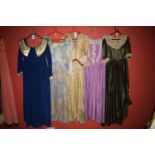 Theatre dresses of various styles, to include: 18th Century of various materials and colours.