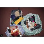 Fashion accessories, to include: silk scarves; gloves and handbags in two bags and a box.