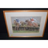 A pastel drawing, by Leslie J. West - "Over the sticks", signed with initials; inscribed verso.
