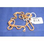 An 18ct. yellow gold long box link chain necklace, 16.3grms.