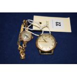 A lady's 9CT yellow gold Longines automatic wristwatch;