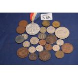 A collection of coins to include Gambler's double headed penny,