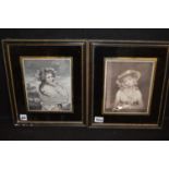 A pair of reproduction mezzotints - portraits of ladies.