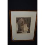 A 19th Century watercolour, by A. Bery - interior of a cathedral with figures, signed.