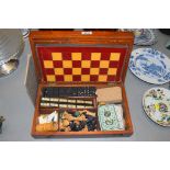 A games box to include: chess set; cribbage; dominoes; cards; chequers; and others.