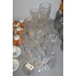 Cut crystal glassware, to include: vases; baskets; drinking glasses, some by Stuart and Violetta.