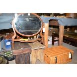 Two early 20th Century cracket stools; a circular stool raised on four legs;