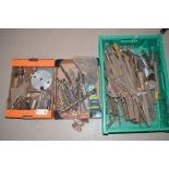 Household tools to include chisels, drill parts, bearing and pin pulling chains and other items,