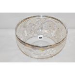 An early 20th Century cut-glass crystal circular-footed bowl with silver mount, dated 1904.