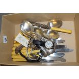 silver plated ladles and cutlery; together with a small quantity of ladies and gents wrist watches,