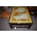 A 20th Century mahogany and brass mounted coffee table,