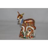 A Royal Crown Derby paperweight "Fawn", with gold coloured stopper.