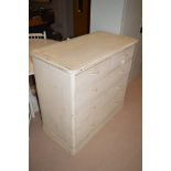 A Victorian white painted chest of two short and three long graduated drawers, 103cms wide.
