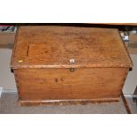 A late 19th/early 20th Century pine blanket box,