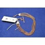 A 9ct yellow gold five strand chain link watch chain, 35.5grms.