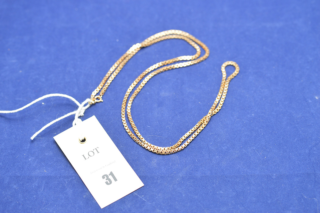 An 18ct yellow gold chain link necklace, 16.5grms.