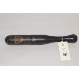 A George III police truncheon, numbered 40.