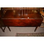 Victorian mahogany drop leaf table fitted two frieze drawers, (fully extended).