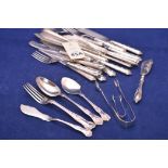 A Victorian silver cutlery set by Chawner & Co., London 1871, and W.W. Harrison & Co.