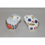 Royal Crown Derby paperweights "Poppy Mouse"; and another with blackberry decoration,