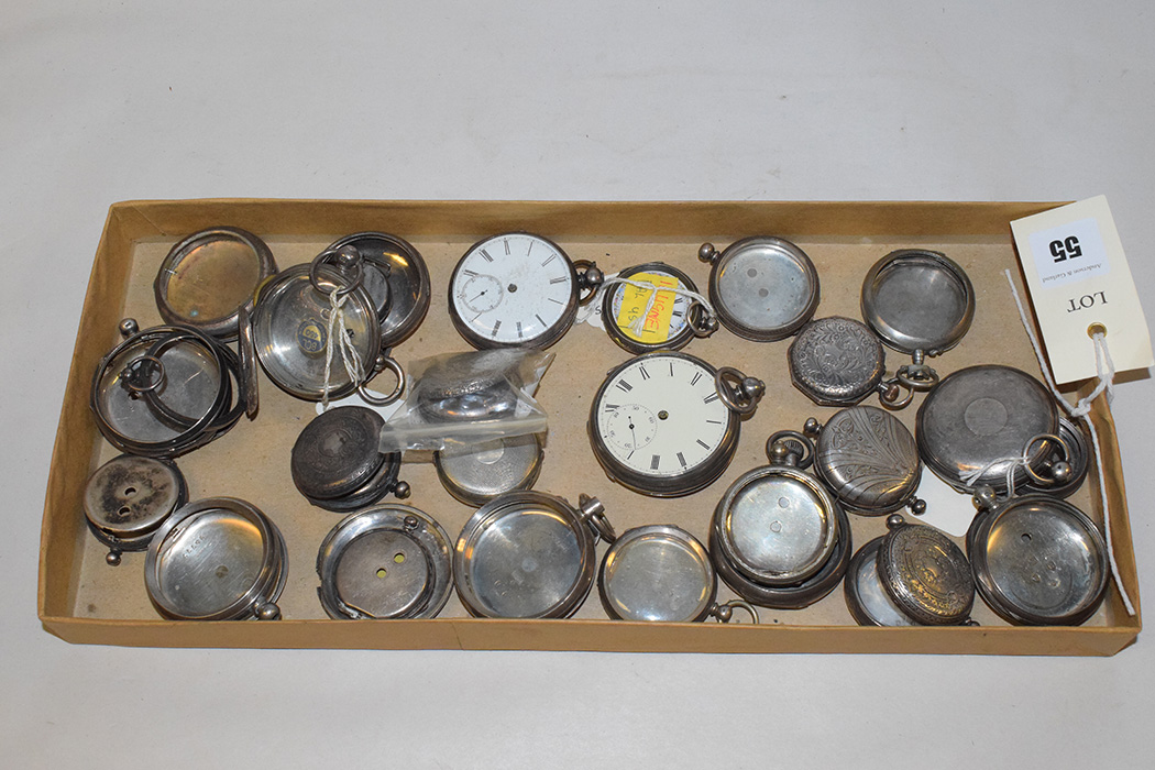 A quantity of silver pocket and fob watches and cases, to include: London 1878 and 1847,