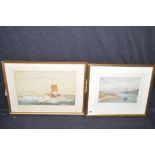 A watercolour by Oswin Hemy - "Mouth of the Tyne",