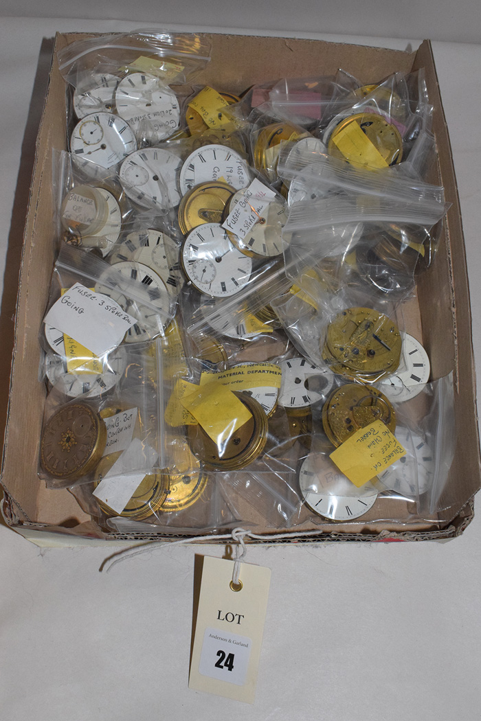 Fusee key-wind/balance pocket watch movements (a large quantity).