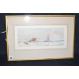 A watercolour, by Anthony Vandyke Copley Fielding - fishing boats on a rough sea, signed,