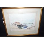 A watercolour, by Peter Knox - "Low Tide The Old Quay, Berwick", signed and inscribed.