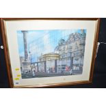 A watercolour, by A.E. Gills - Newcastle street scene, signed and dated November 2002.