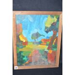An oil painting - abstract landscape, indistinctly signed, 'Tayli'.
