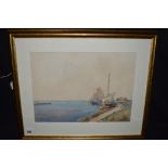 A watercolour, by William Knox - moored fishing boats, signed.