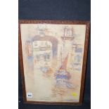 A watercolour, by Victor Noble Rainbird - "In Old Bruges", signed, inscribed and dated 1937.