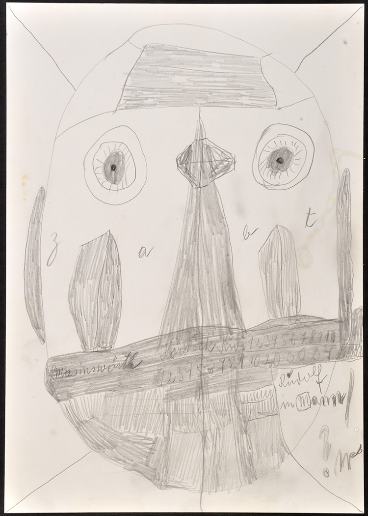 Rudolf Horacek "Gesicht" Signed and inscribed Pencil and crayon on paper 21 x 14. - Image 3 of 4