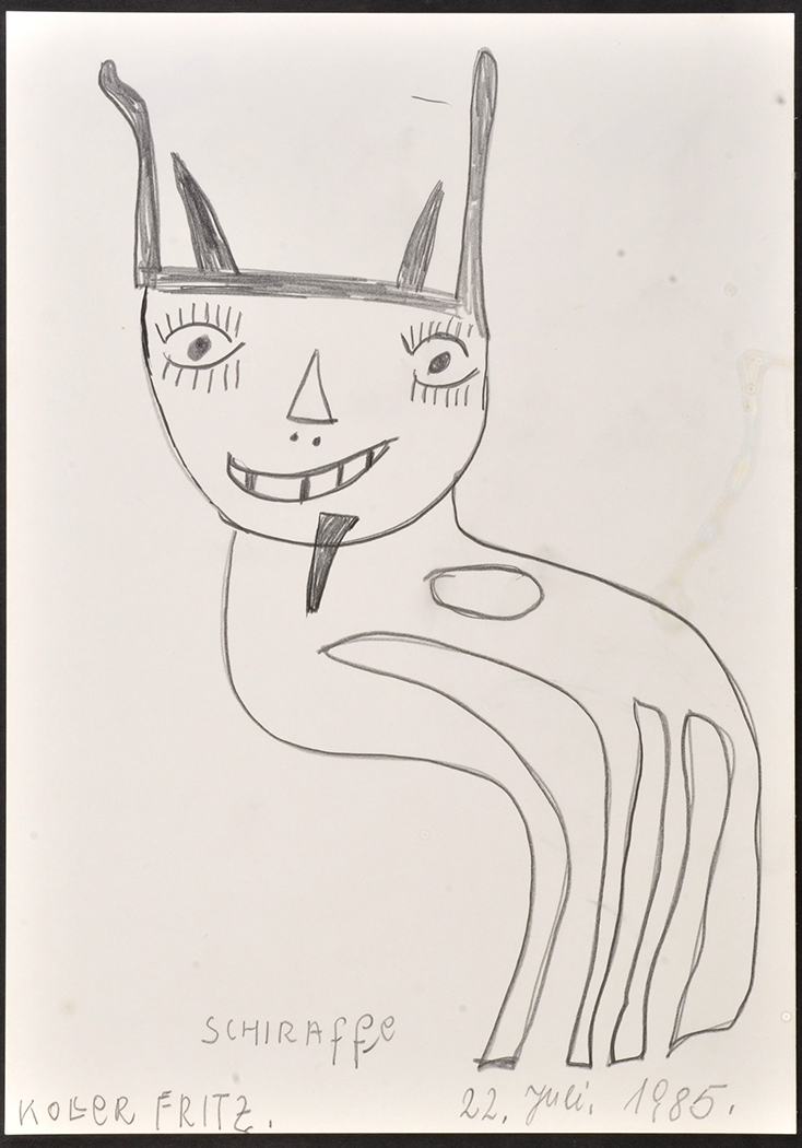 Fritz Koller "Schiraffe" 1985 Signed, inscribed and dated "22 Juli 1985" Pencil on paper 29.5 x 20. - Image 2 of 7