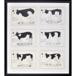 Franz Kamlander "Kuthe" (Cows) 1981 Signed Pencil on paper 21 x 30cm (each individually) Six