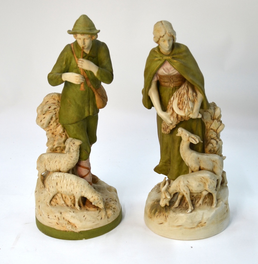 A pair of Royal Dux figures of a Shepher