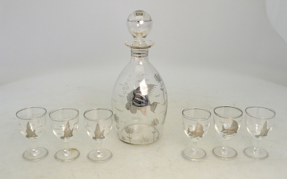 A spirits decanter and six liquor glasse