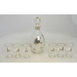 A spirits decanter and six liquor glasse