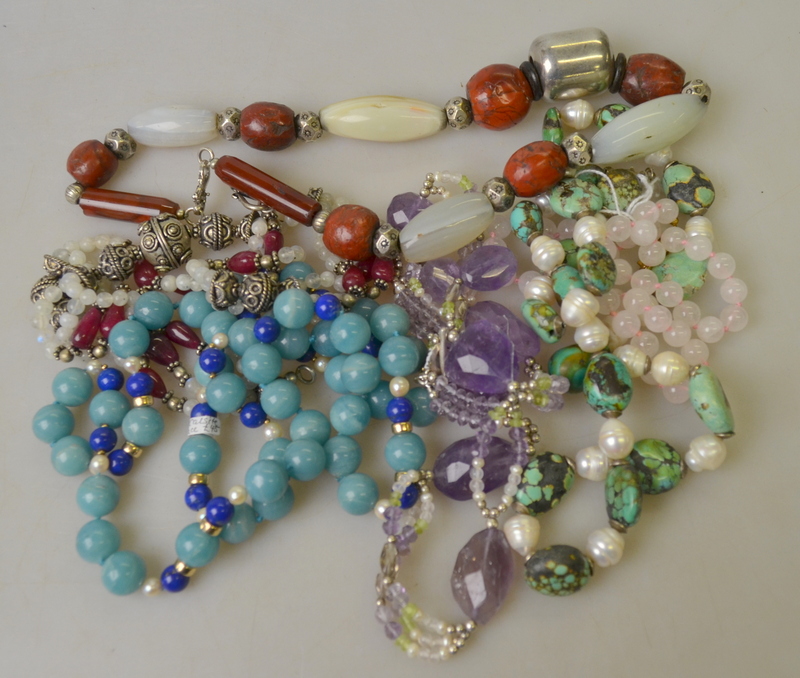 A collection of stone and other beads in