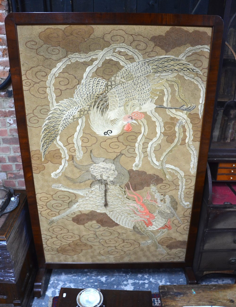 A large Asian textile, wood mounted as a - Image 2 of 4